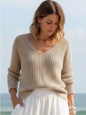 Banana Republic 100% Italian Linen Coastal Cool Loose Knit Sweater Sz S